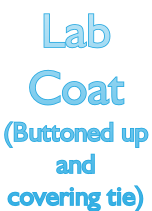 Lab  Coat (Buttoned up  and  covering tie)